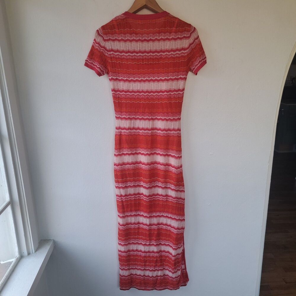 Brooks Brothers Small Striped Ombre Sweater Midi Dress Womens Pink Orange $258 - Picture 7 of 10